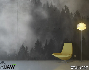 CONCRETE WOOD - Fire retardant washable landscape nonwoven wallpaper _ WALLYART