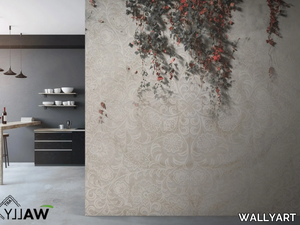 CLIMBER - Fire retardant washable nonwoven wallpaper with floral pattern _ WALLYART