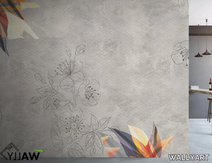NAIROBI - Fire retardant washable nonwoven wallpaper with floral pattern _ WALLYART