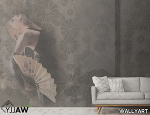 SAKE - Fire retardant washable nonwoven wallpaper with floral pattern _ WALLYART