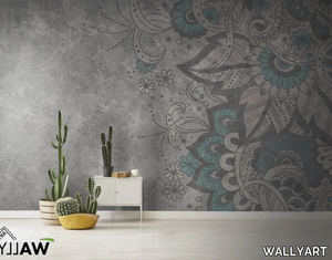SORAYA - Fire retardant washable nonwoven wallpaper with floral pattern _ WALLYART