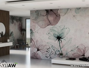AMELIE - Washable nonwoven wallpaper with floral pattern _ WALLYART