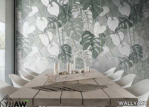 MAYA - Fire retardant washable Tropical nonwoven wallpaper _ WALLYART