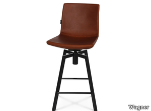 W-CUBE 6 M - Swivel leather kitchen stool with footrest _ Wagner