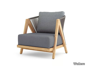 ARBOR - Upholstered teak garden armchair with armrests _ Walters