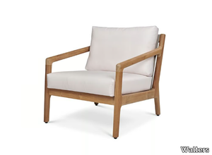 LAUREL - Upholstered teak garden armchair with armrests _ Walters