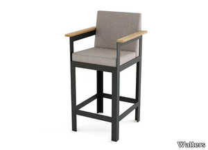 MORE COMFORT - Upholstered fabric barstool with armrests _ Walters