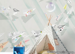 PAPER PLANE CUSTOMIZABLE - PVC free, eco-friendly, washable wallpaper _ WallPepper®/Group