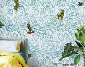 SURF DINO - PVC free, eco-friendly, washable wallpaper _ WallPepper®/Group