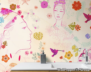 WATERCOLOR NATURE DECOR AND FASHIONSTYLE - Ecological washable PVC free wallpaper _ WallPepper®/Group