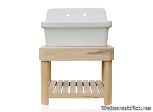 SUNROOM POTTERS STAND - Single floor-standing wooden vanity unit _ WatermarkFixtures