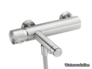 S22 T4.30 - Stainless steel bathtub mixer with flexible hose _ Waterevolution