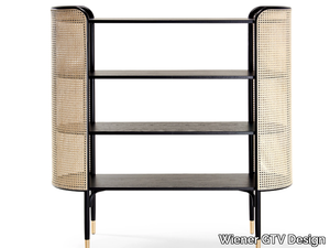 MOS - Open beech bookcase with woven cane inserts _ Wiener GTV Design