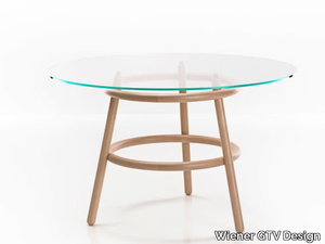 MAGISTRETTI 03 02 - Round crystal and wooden table _ Wiener GTV Design