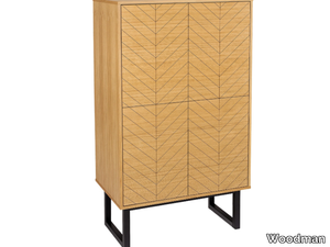 CAMDEN HERRINGBONE - Wood veneer highboard with doors _ Woodman