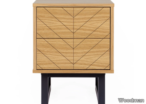 CAMDEN HERRINGBONE - Square wooden bedside table with drawers _ Woodman