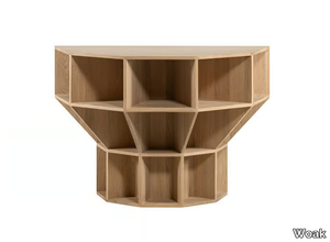 HAKU - Demilune solid wood console table with shelving _ Woak