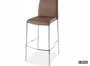 4204 - Leather stool with back with integrated cushion _ XLINE