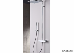 SHOWER - Wall-mounted thermostatic shower panel with overhead shower _ ZAZZERI