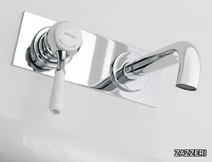 900 - Wall-mounted single handle washbasin mixer with plate _ ZAZZERI