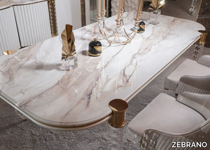 VELOVIS - Oval marble dining table _ ZEBRANO