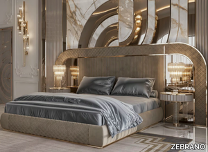 VELOVIS - Double bed with upholstered headboard _ ZEBRANO