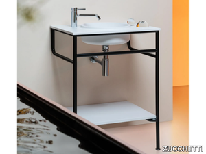 RISE - Console with integrated round washbasin in Cristalplant® _ ZUCCHETTI