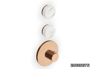 ISY22 ZIS4660.P91 - 3 hole thermostatic single handle shower mixer with Calacatta Oro marble rosettes _ ZUCCHETTI