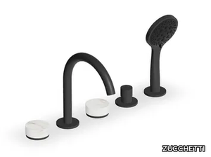 ISY22 ZIS5513.N6 - Deck mounted bathtub tap with hand shower and individual marble rosettes _ ZUCCHETTI