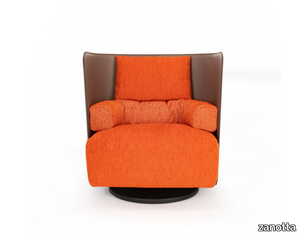 CAMPIELLO+ - Swivel tanned leather and fabric armchair _ Zanotta