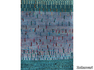 WATER MEADOW IN BLUE & PURPLE WITH BLACK & SAND HIGHLIGHTS - Rectangular wool rug _ Zollanvari