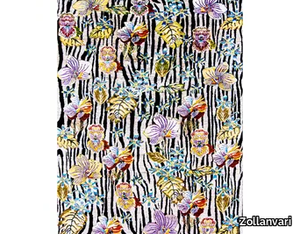 ZEBRAS AMIDST BLOOMS 2 - Rectangular wool rug with floral pattern _ Zollanvari