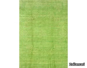 DOTS IN LIME GREEN - Patterned rectangular wool and silk rug _ Zollanvari