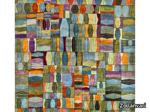 QUILT CRAZY IN BLUE, GREEN & VIOLET - Rectangular wool rug _ Zollanvari