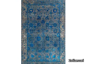 JEZIORAK BLUE SILVER & WHITE - Patterned rectangular wool rug _ Zollanvari