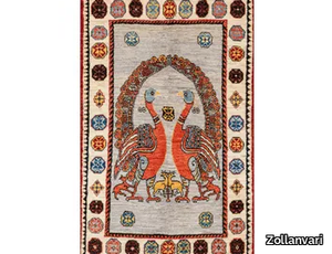 CONFRONTED PEACOCKS & DEERS - Rectangular wool rug _ Zollanvari