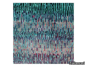 WATER MEADOW IN BLUE, TURQUOISE & HUES OF PURPLE - Rectangular wool rug _ Zollanvari