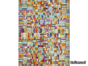 QUILT CRAZY IN BLUE, ORANGE & VIOLET - Rectangular wool rug _ Zollanvari