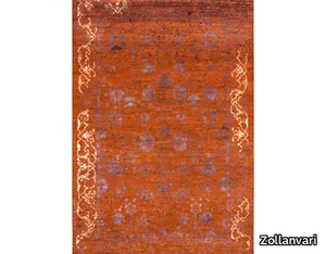 JEZIORAK ORANGE VIOLET & WHITE - Patterned rectangular wool and silk rug _ Zollanvari