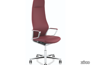 SIGNO - Height-adjustable leather executive chair and metal base _ ZÜCO