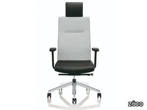 CUBO FLEX - Swivel office chair in leather and fabric with headrest _ ZÜCO