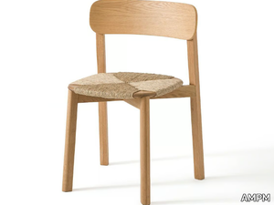 BATIGNOLLES - Stackable oak and straw chair _ AMPM