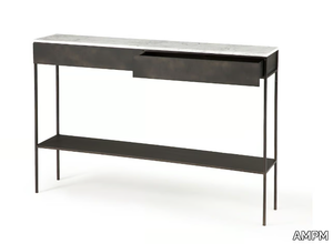 FÉBÉE - Rectangular Carrara marble console table with drawers _ AMPM