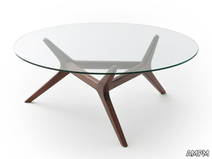 MARICIELO - Round wood and glass coffee table _ AMPM