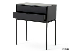 RÉALTO - Metal and leather bedside table with drawers _ AMPM