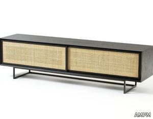 TAMAROA - Wicker TV cabinet with sliding doors _ AMPM