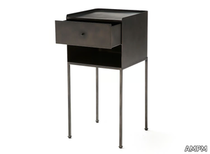 YAZDAN - Square metal bedside table with drawers _ AMPM