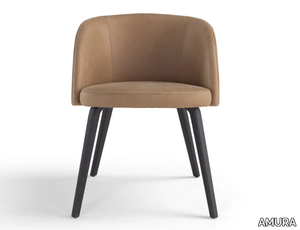 MONNALISA - Leather or fabric chair with armrests and wooden legs _ AMURA