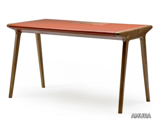 SCRIBA - Rectangular Canaletto walnut and leather writing desk _ AMURA