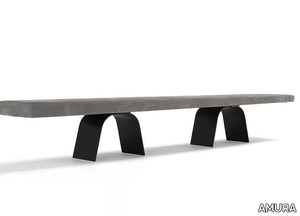 DESCO - Wooden bench with metal base _ AMURA